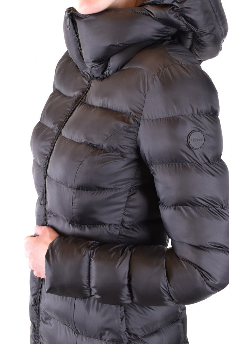 Geospirit Quilted Black Jacket With High Collar