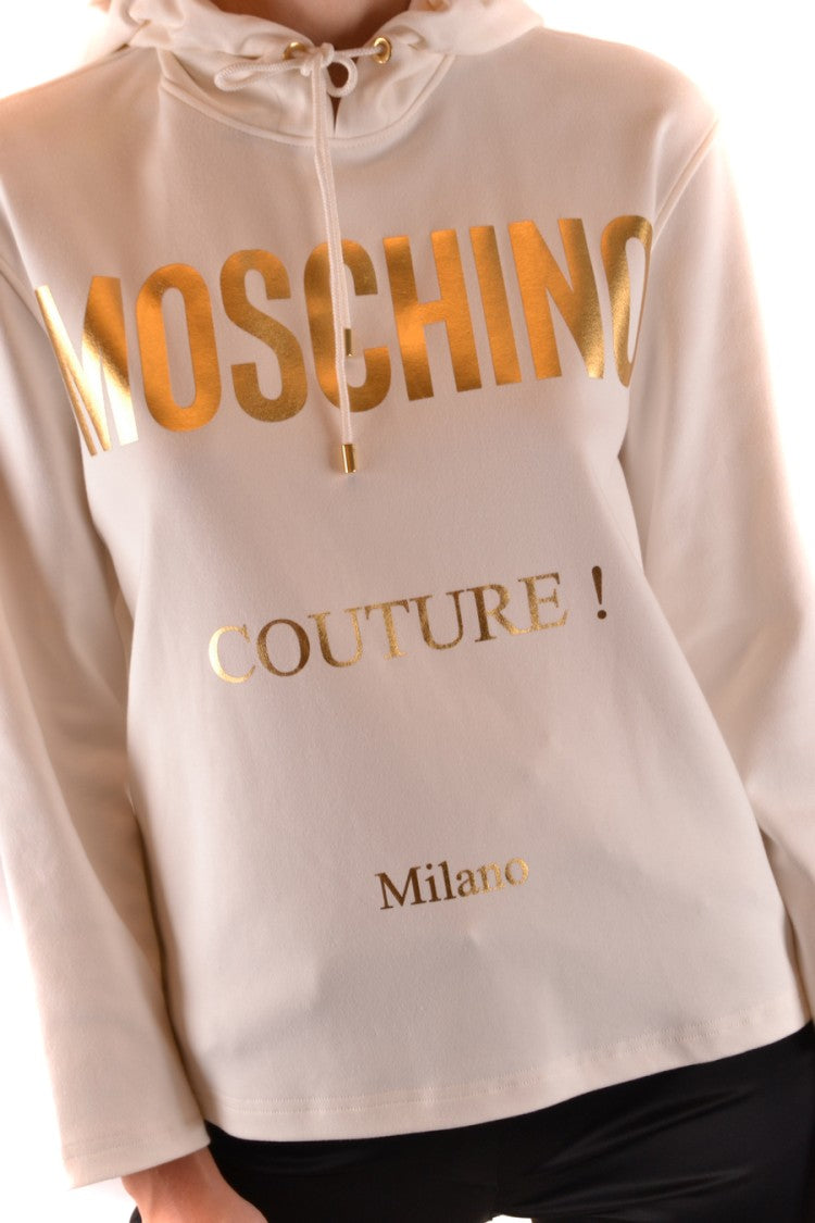 Moschino Minimalist White Sweatshirt With Gold Lettering