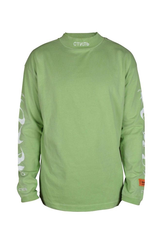 Heron Preston Green Long Sleeve T-Shirt With Embroidered Logo