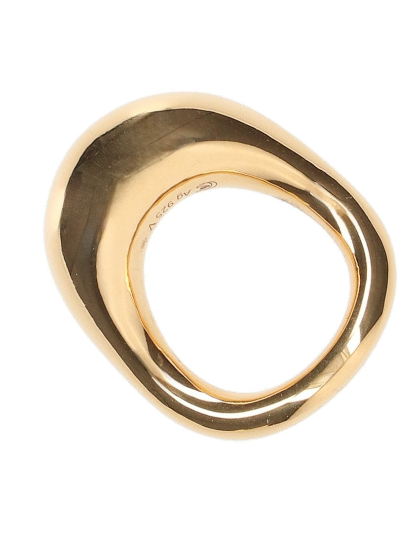Charlotte Chesnais Gold Lips Organic Shape Silver Ring
