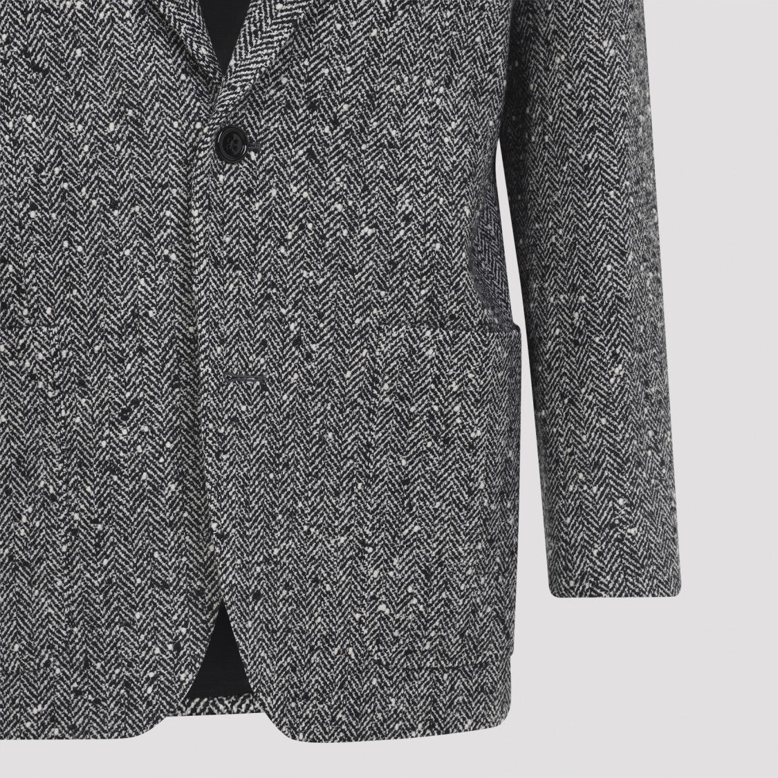 Celine Herringbone Wool Jacket With Classic Lapels