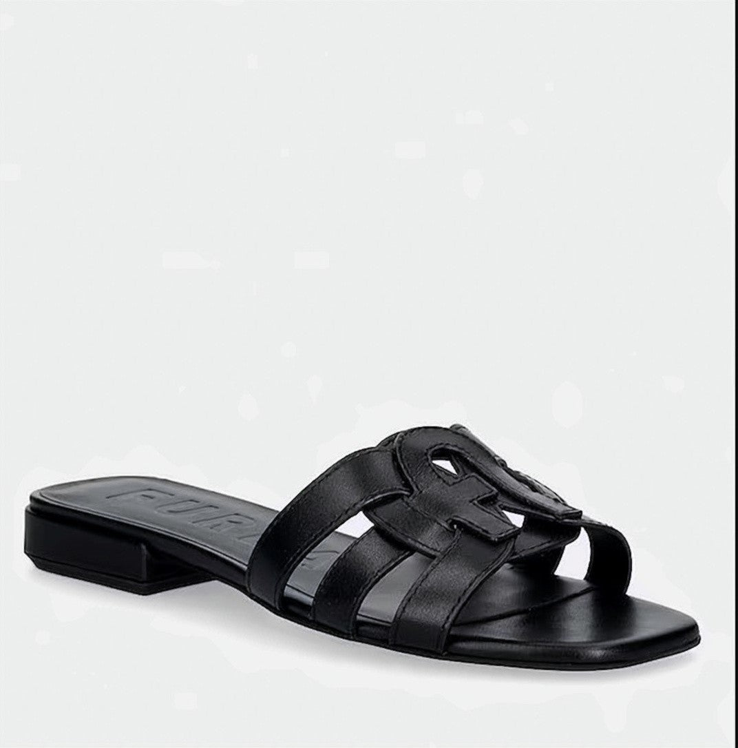 Furla Natural Leather Upper Smooth Slide Slippers
