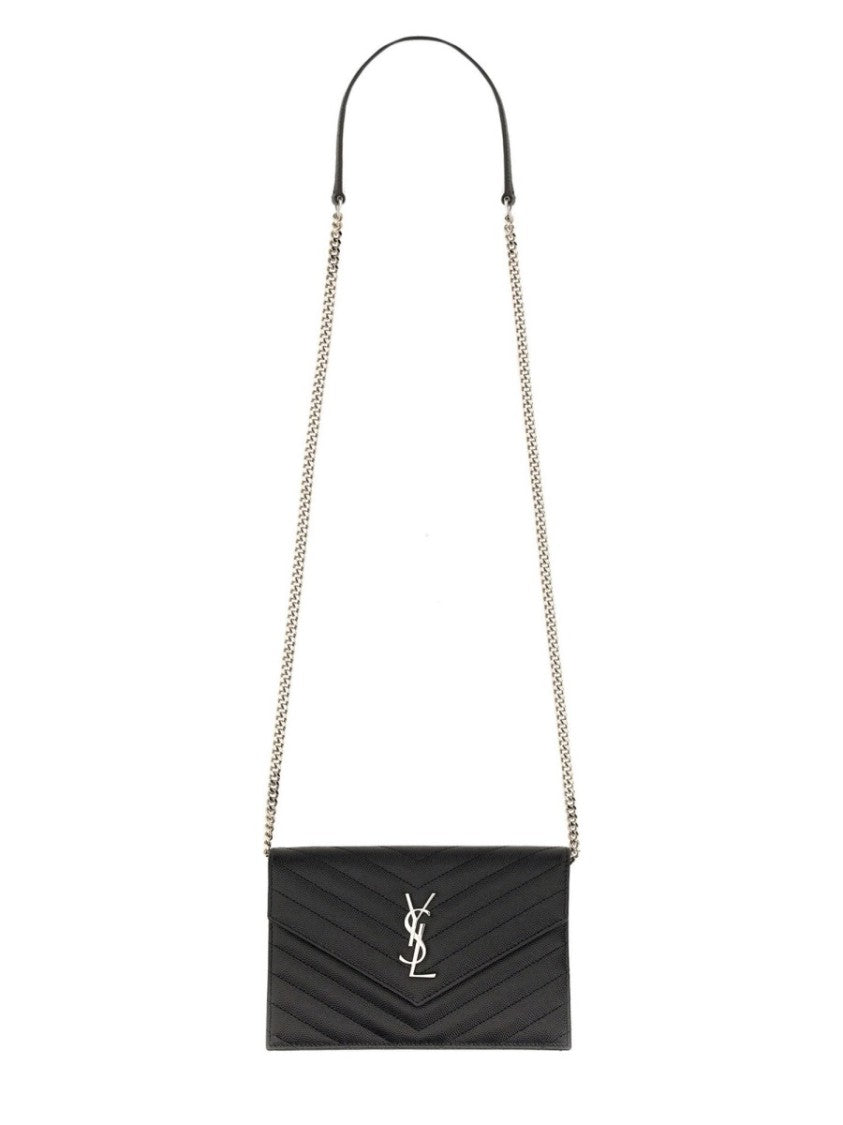 Saint Laurent "Envelope Cassandre" Wallet With Chain