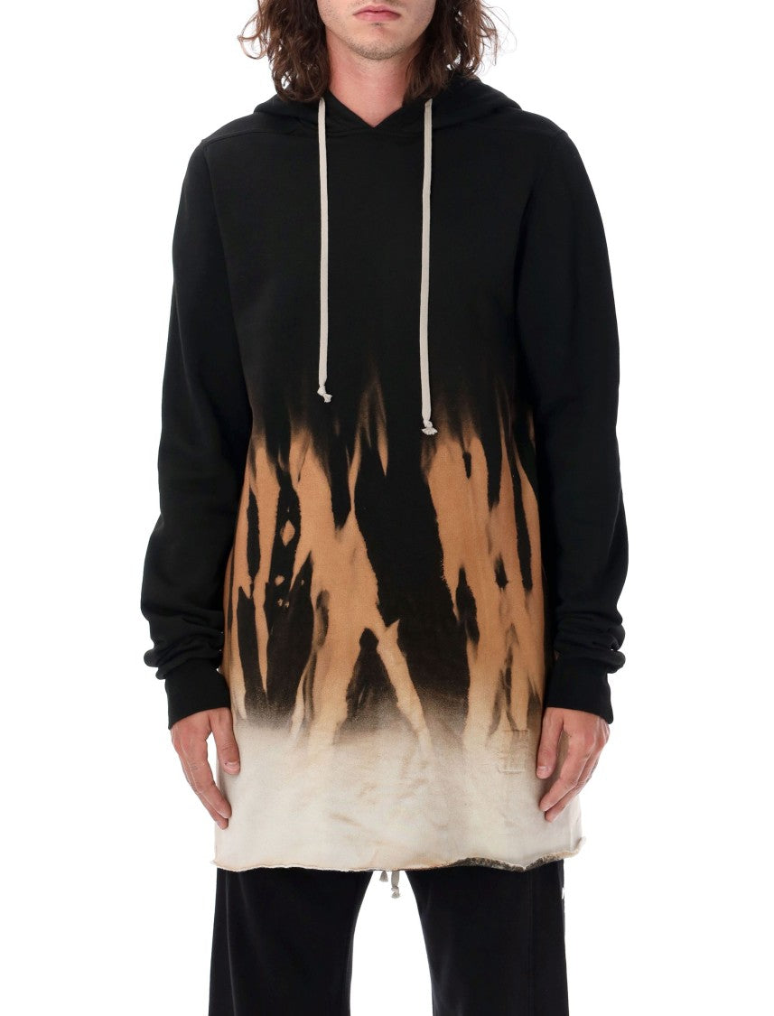 Drkshdw By Rick Owens Black Flames Oversized Pullover Hoodie