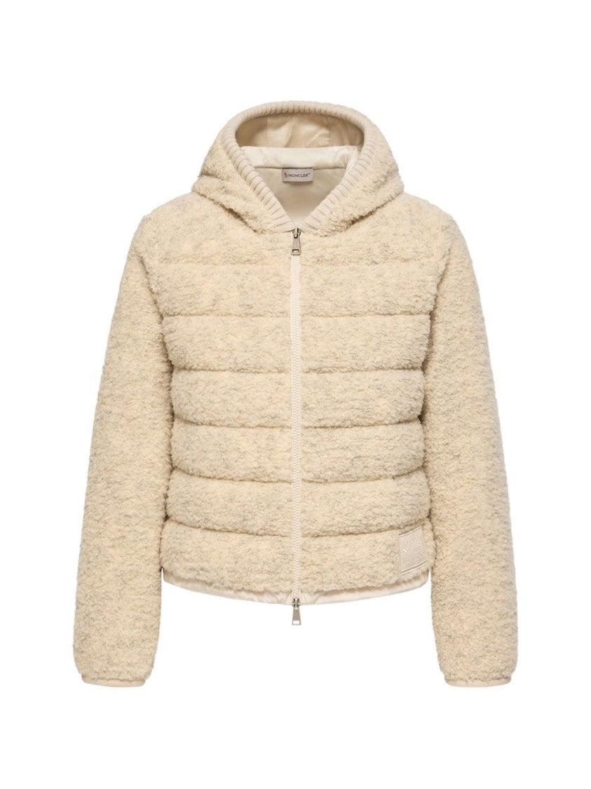 Moncler Cropped Sweater With Textured Fabric And Quilted Panels