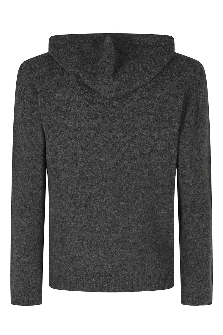 Roberto Collina Anthracite Hooded Tone-On-Tone Merino-Camel Blend Hoodie