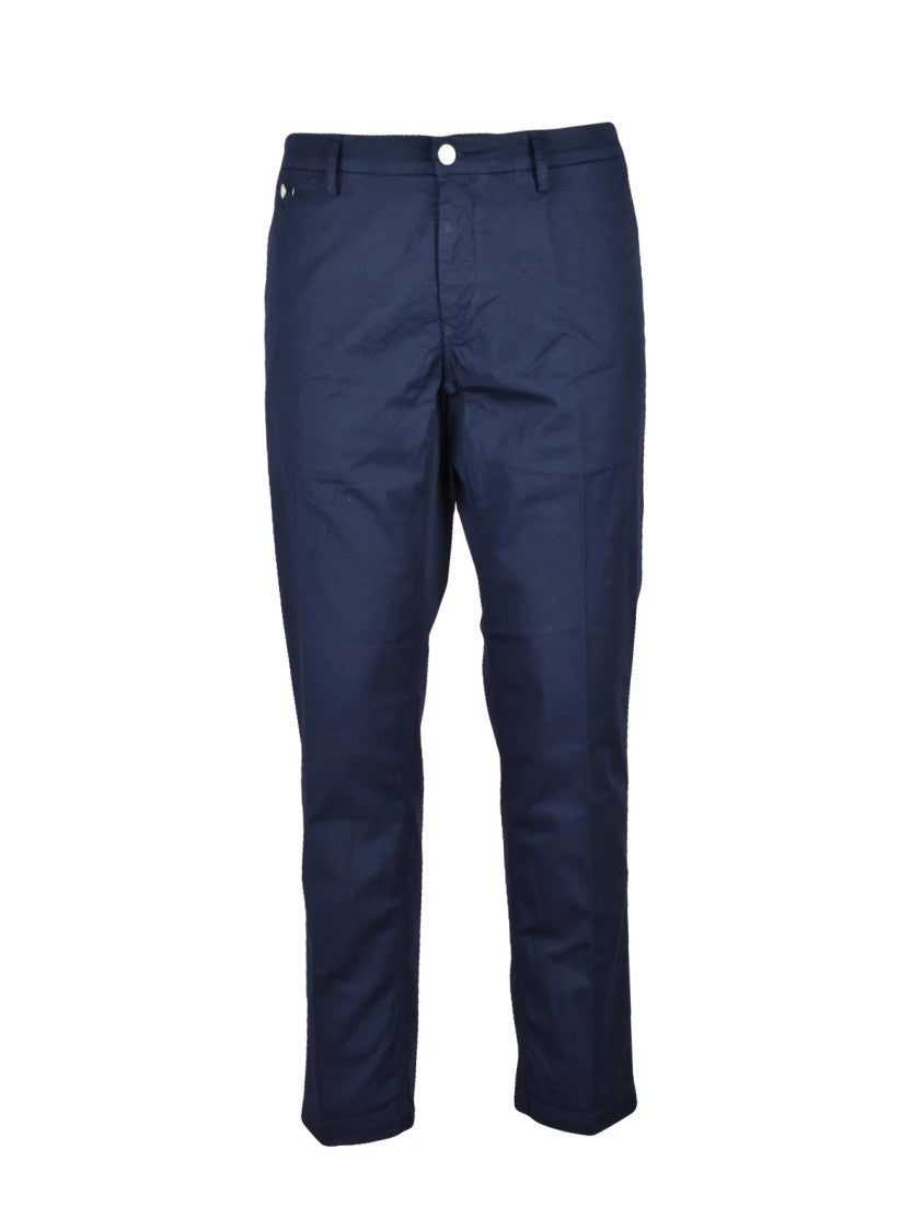 Replay Slim Fit Cotton Blend Trousers With Subtle Stretch