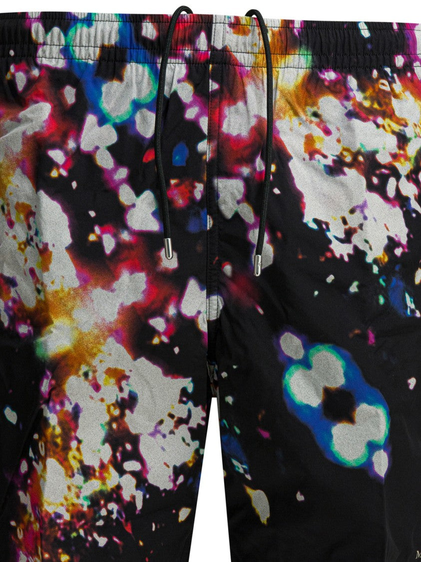 Alexander Mcqueen Vibrant Abstract Swim Shorts With Elastic Waistband