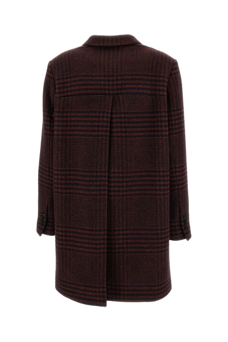 Alberto Biani Checked Wool Single-Breasted Coat