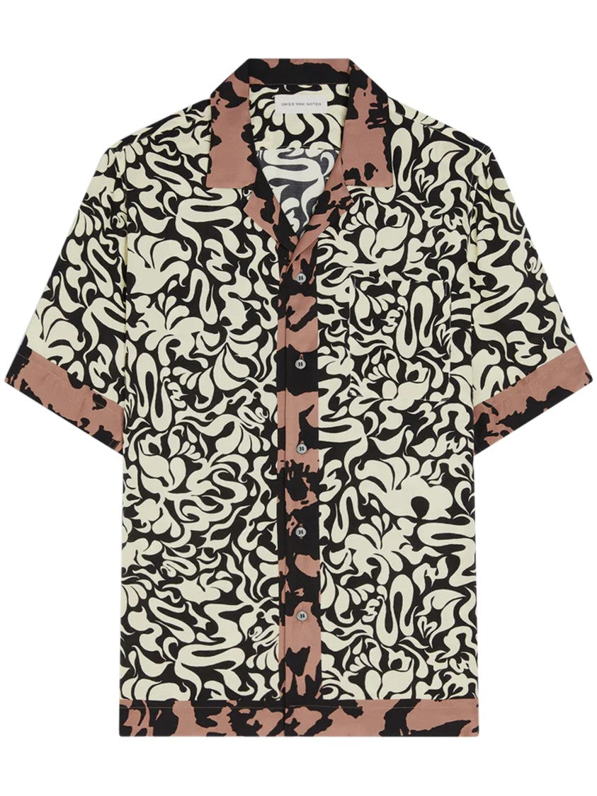 Dries Van Noten Carltone 3084 M W Abstract Print Short-Sleeve Shirt