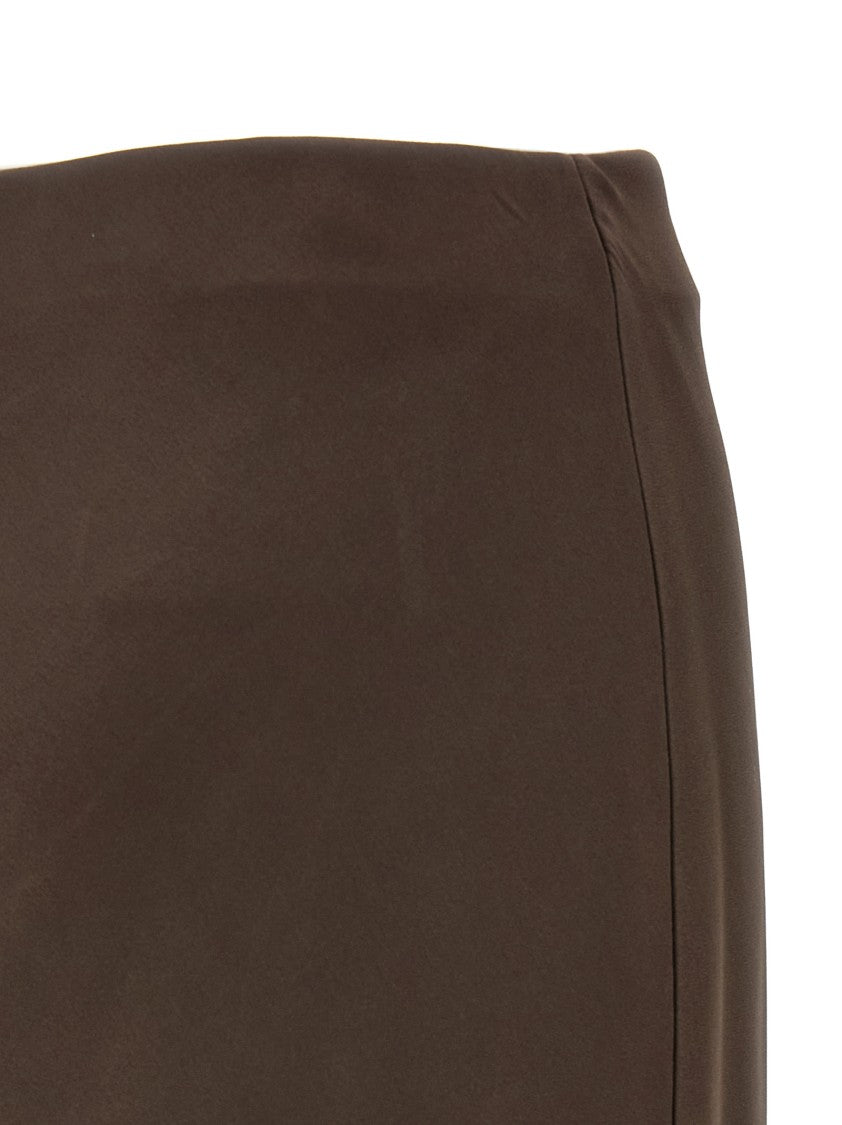 Brunello Cucinelli Brown Maxi Skirt With Side Slits