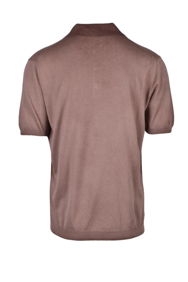 Fama Brown Cotton Knit Polo