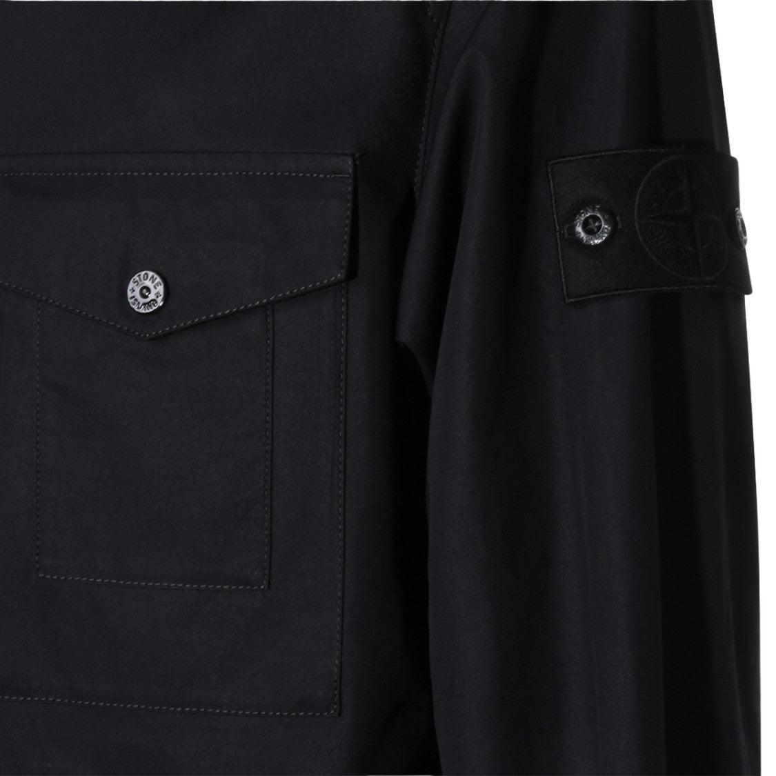 Stone Island Classic Black Shirt With Structured Collar
