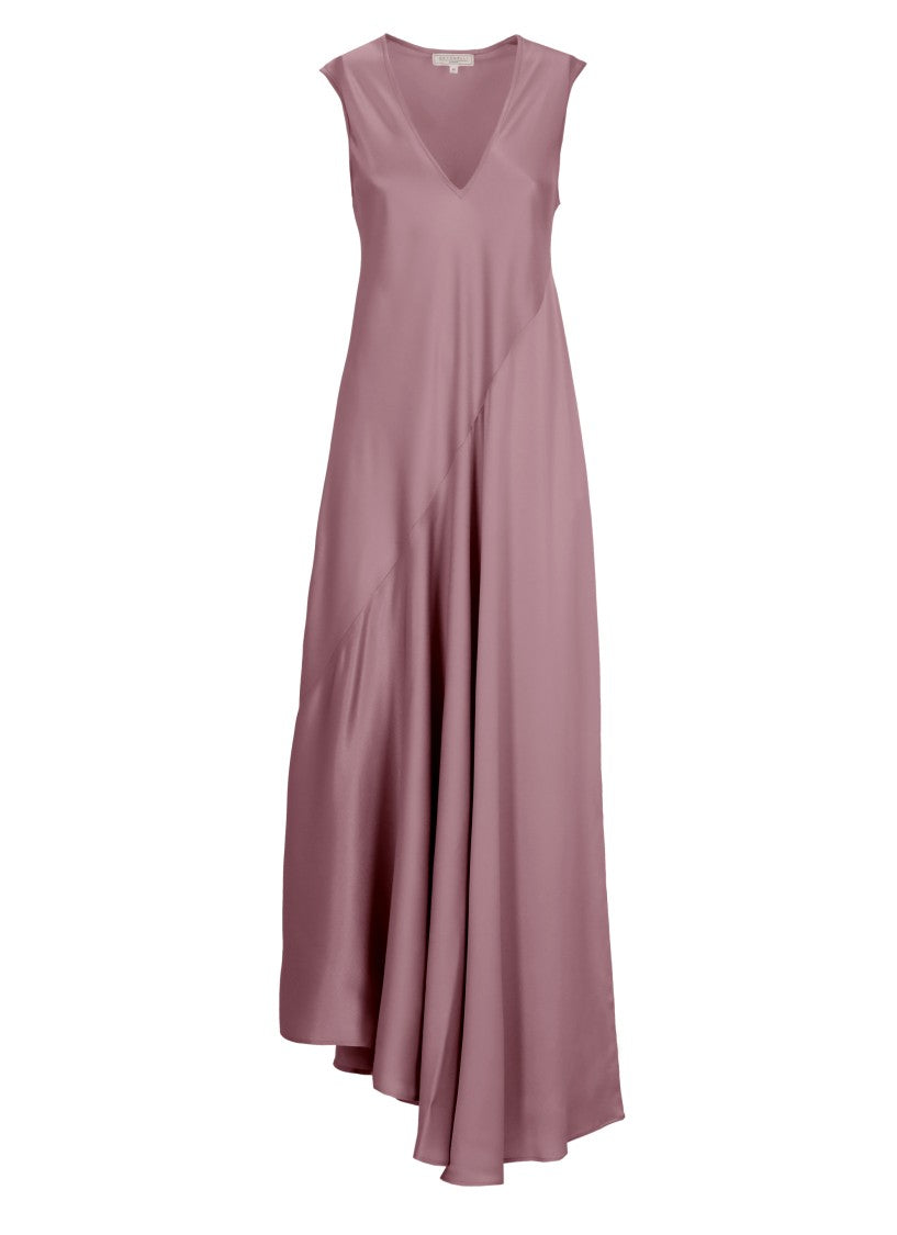 Antonelli Firenze Silk Blend Dress With Flared Hem And Asymmetrical Seam
