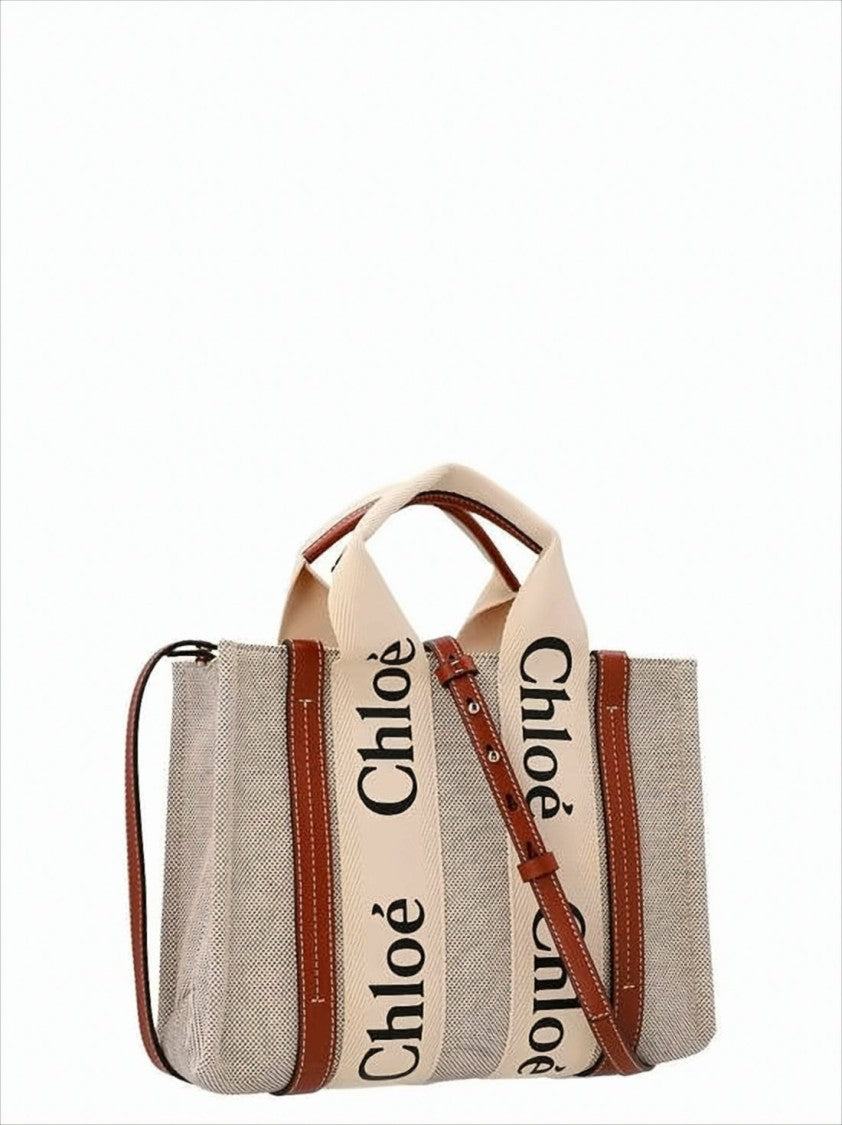 Chloé Structured Linen Tote Bag