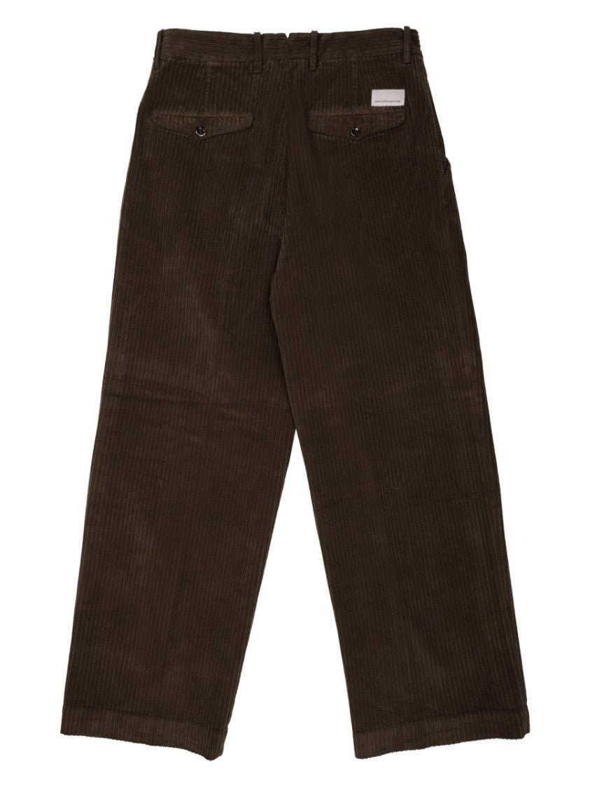 Nine In The Morning Neutrals Cropped Ribbed Cotton Wide-Leg Pants