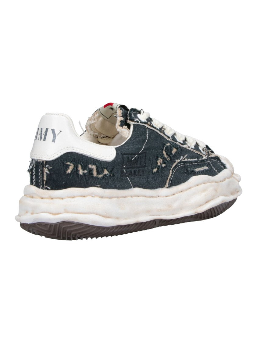 Maison Mihara Yasuhiro Black Blakey Distressed Cotton Rugged Sneakers