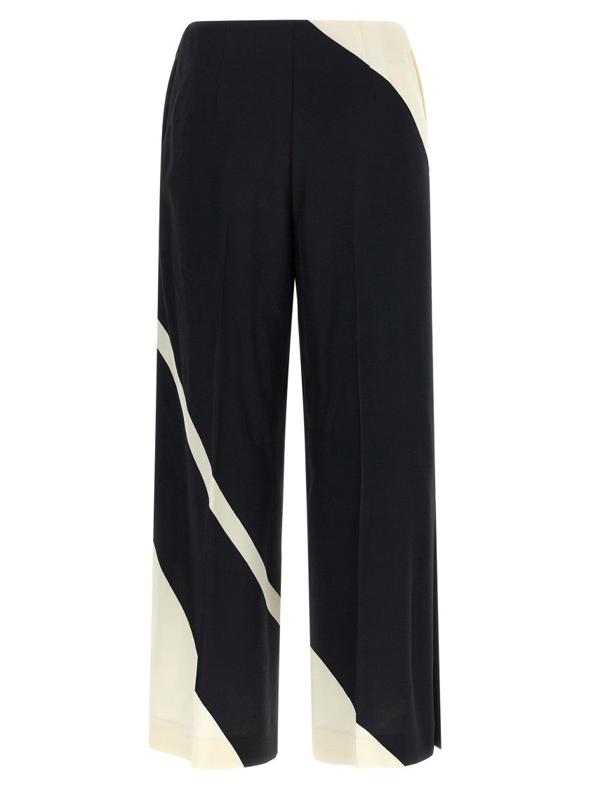 Alberta Ferretti Cropped Viscose Twill Pants With Geometric Print