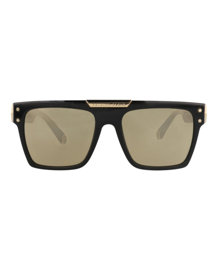 Philipp Plein Square-Frame Acetate Sunglasses With Titanium Accents And Honeycomb Temples