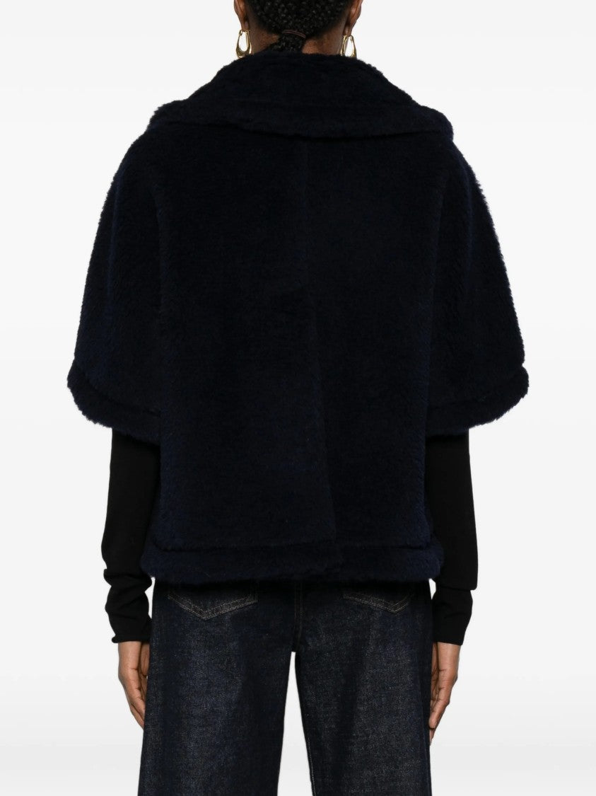 Max Mara Black Mxacorvi Plush Cape-Style Jacket