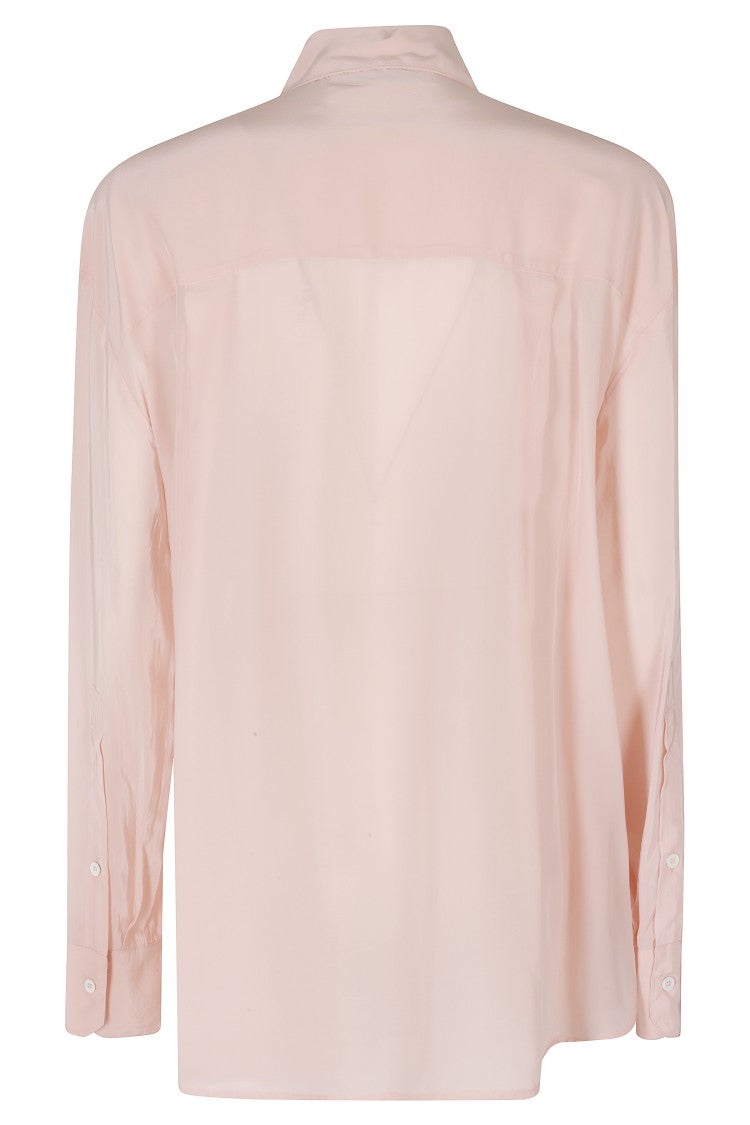 Tela Pink Silk-Viscose Flowing Long-Sleeved Shirt