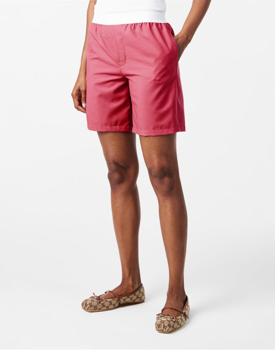 Gucci Logo Waistband Wool Shorts