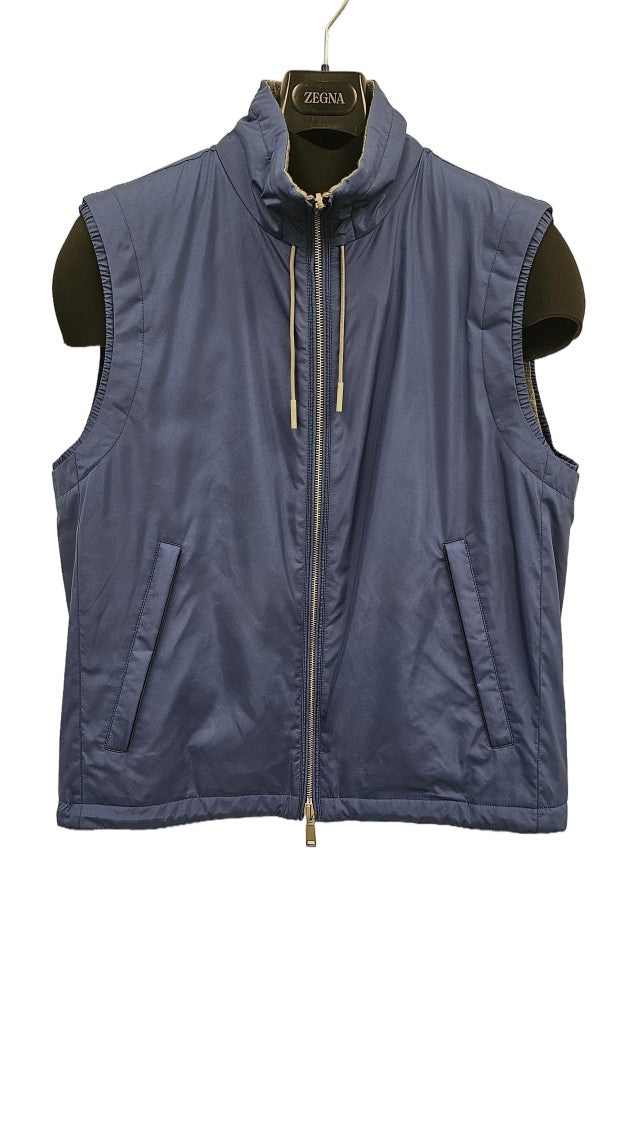 Zegna Sleeveless High Collar Coat With Front Zipper