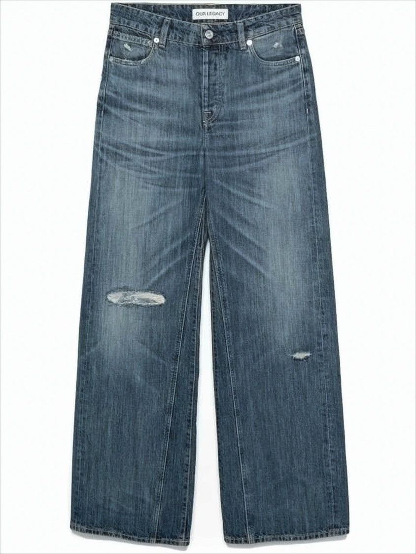 Our Legacy Wide-Leg Denim Pants With Distressed Details