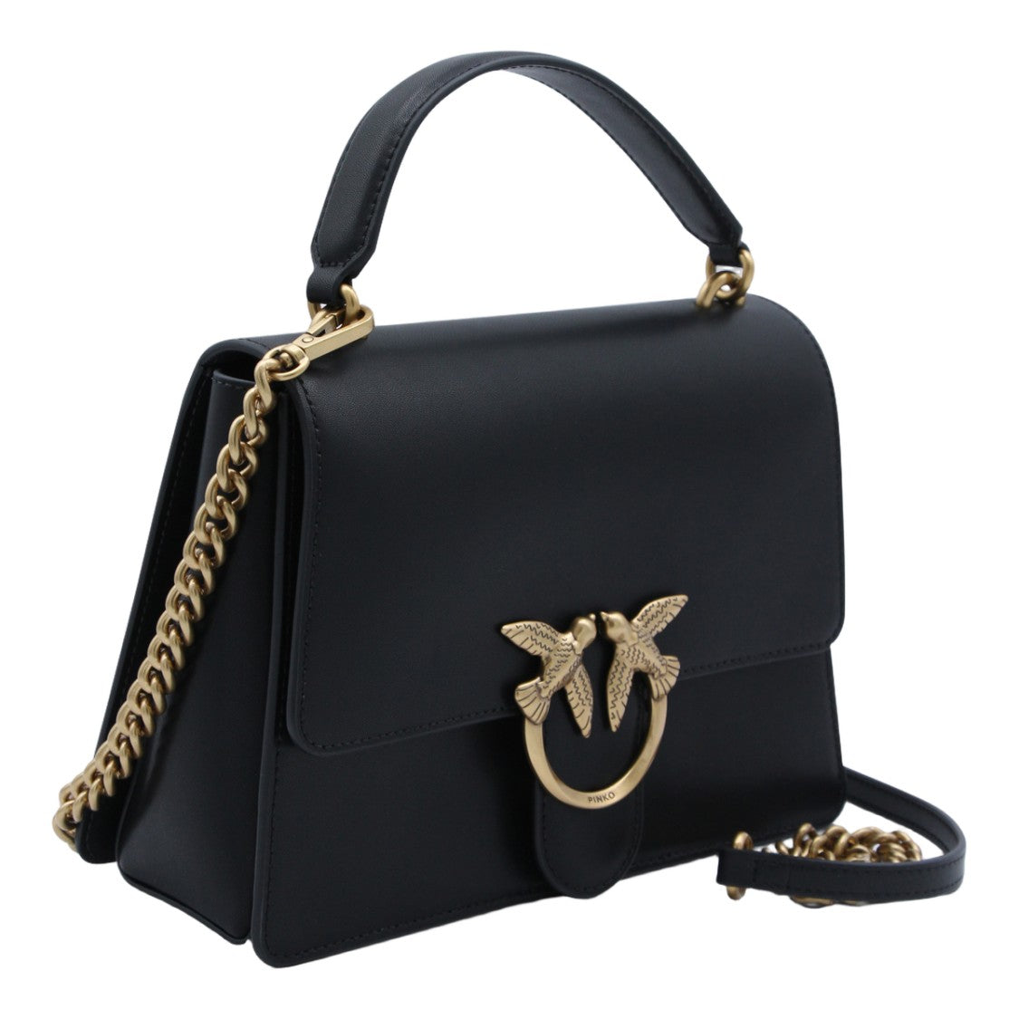 Pinko Structured Handbag With Gold-Tone Bird Clasp
