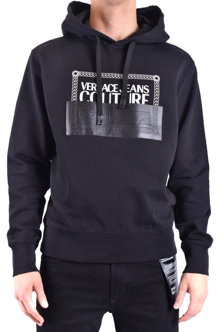 Versace Jeans Couture Hooded Black Cotton Sweatshirt