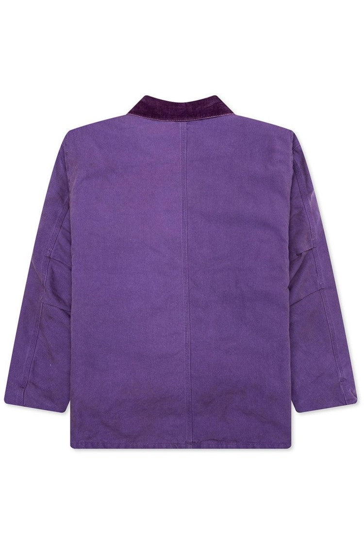 Needles Purple Jacket With Contrasting Corduroy Collar And Logo Patch