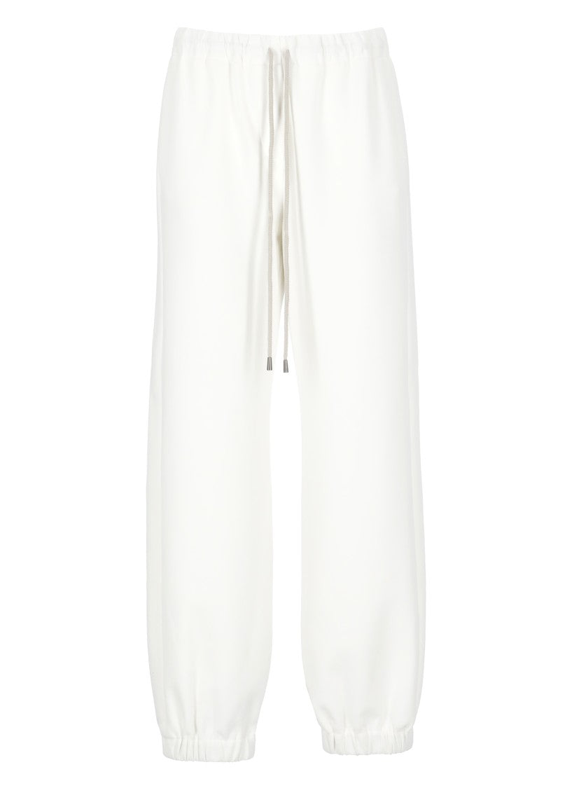 Antonelli Relaxed-Fit White Cotton Pants With Drawstring Waist