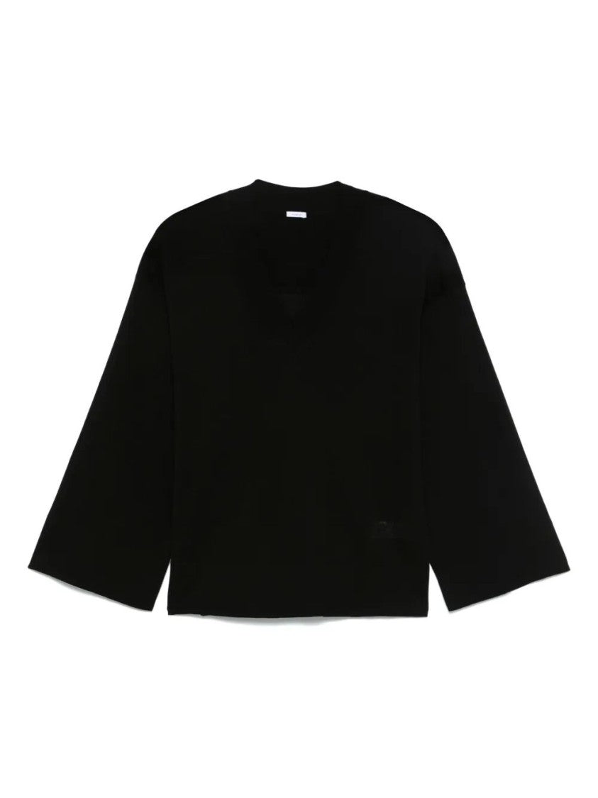 Malo Relaxed Fit Black V-Neck Sweater