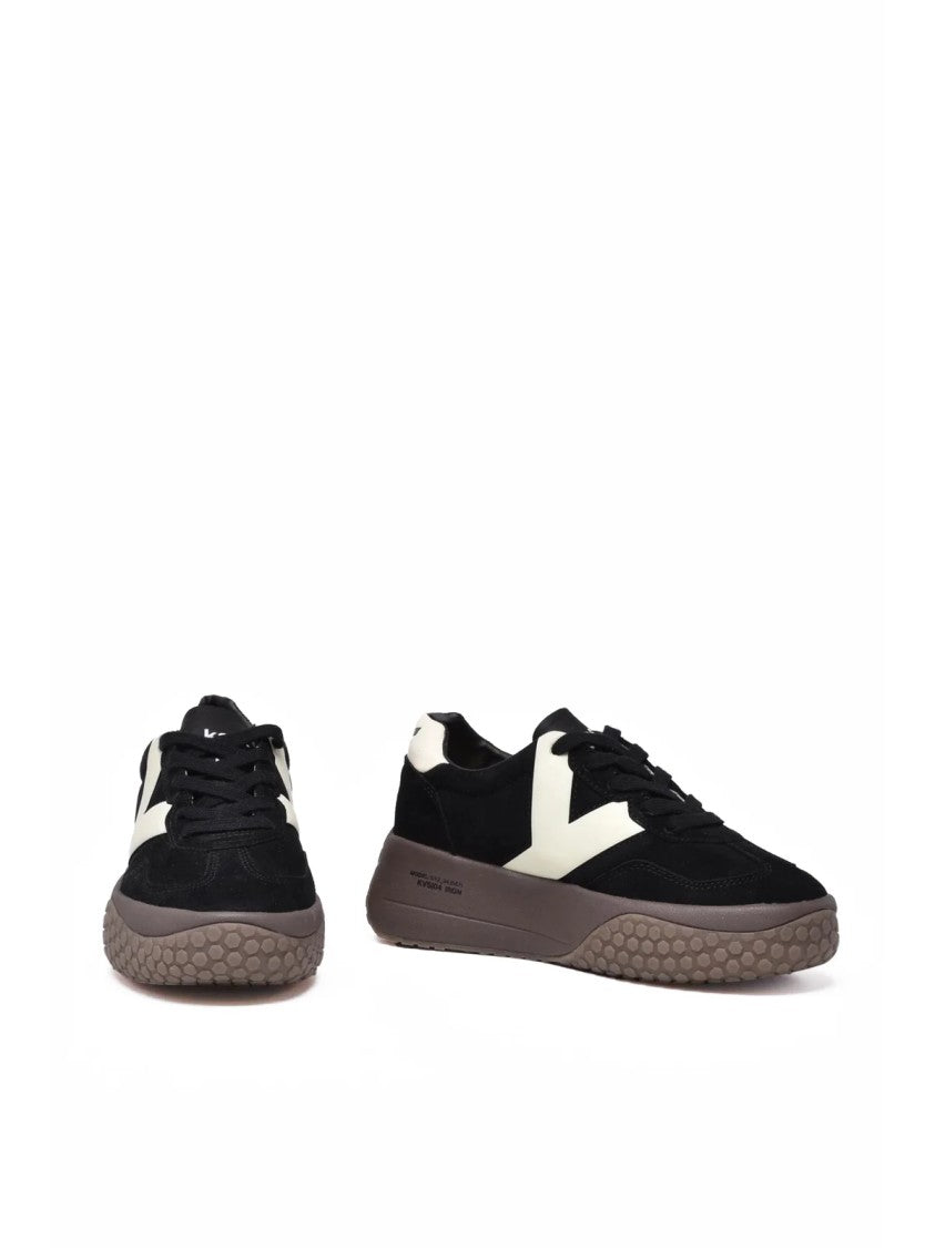 Keh-Noo Black Leather Suede Sneakers