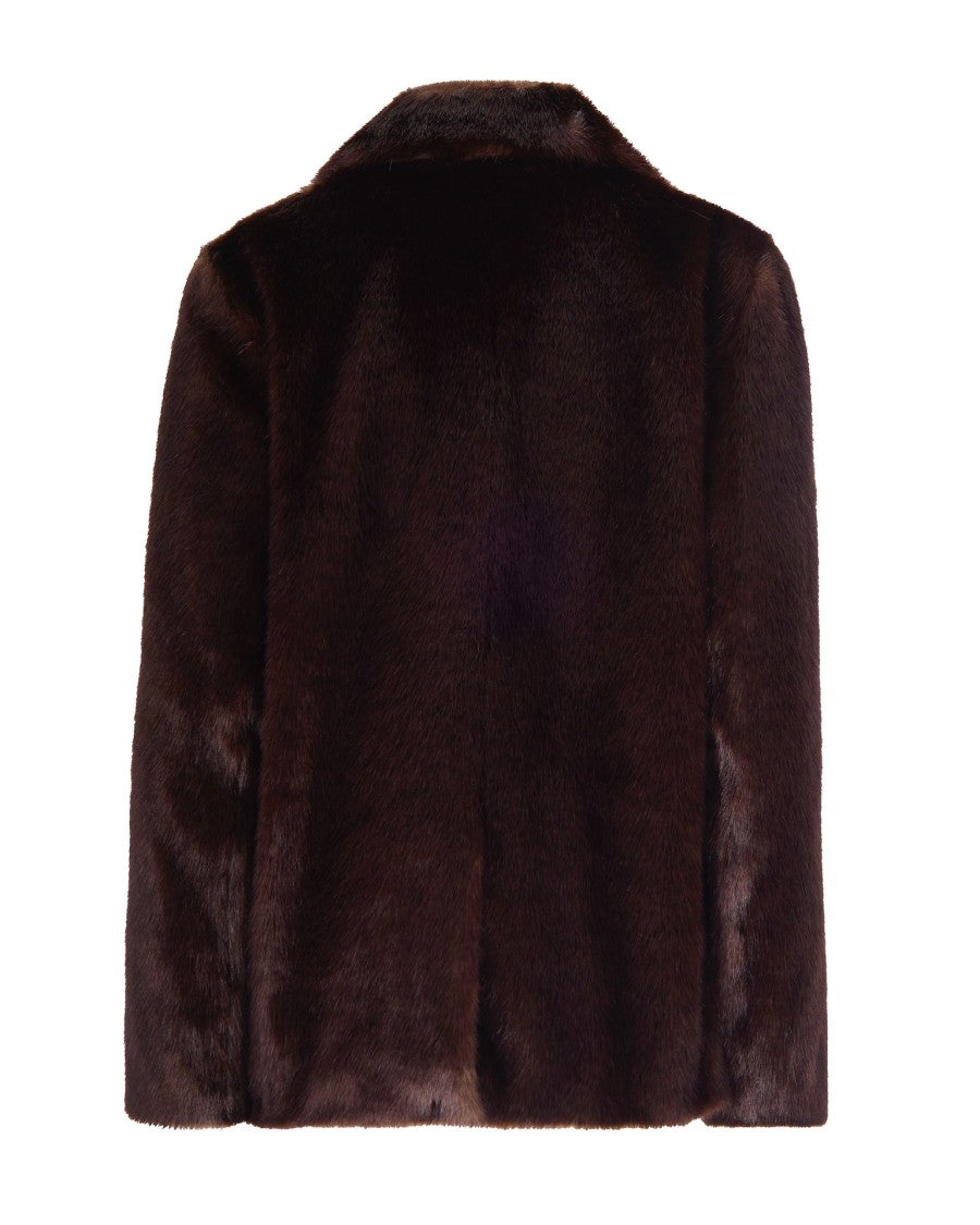 Stand Studio Straight Silhouette Synthetic Fur Jacket With Oversized Shoulders