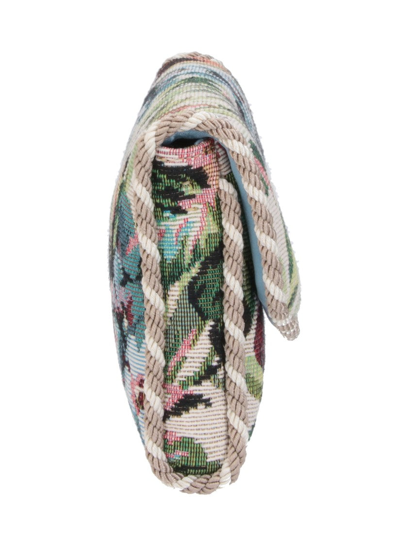 Valentino Garavani Rectangular Floral Tapestry Clutch Bag With Braided Trim