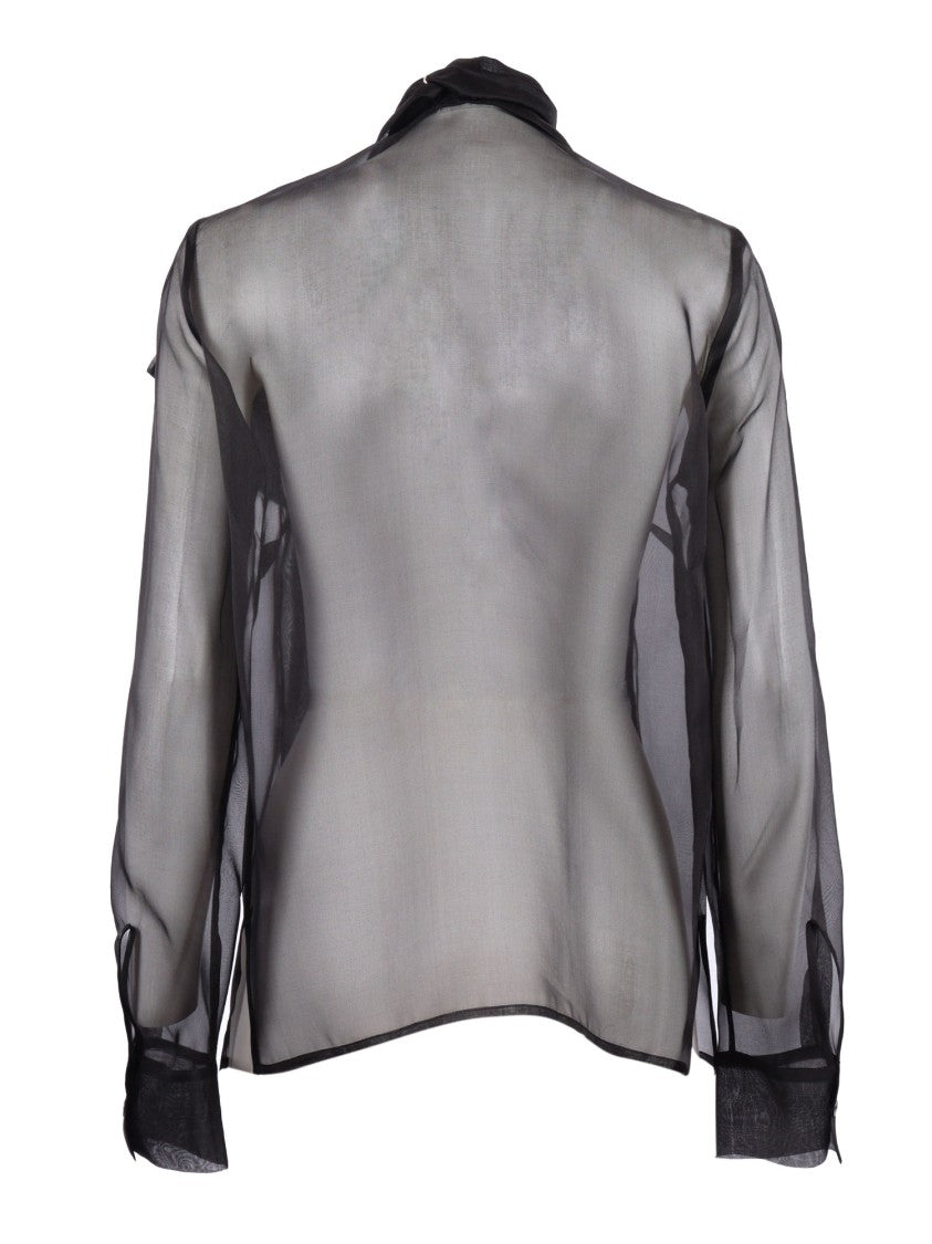 P.A.R.O.S.H. Silk Blouse With Oversized Bow And Tailored Fit