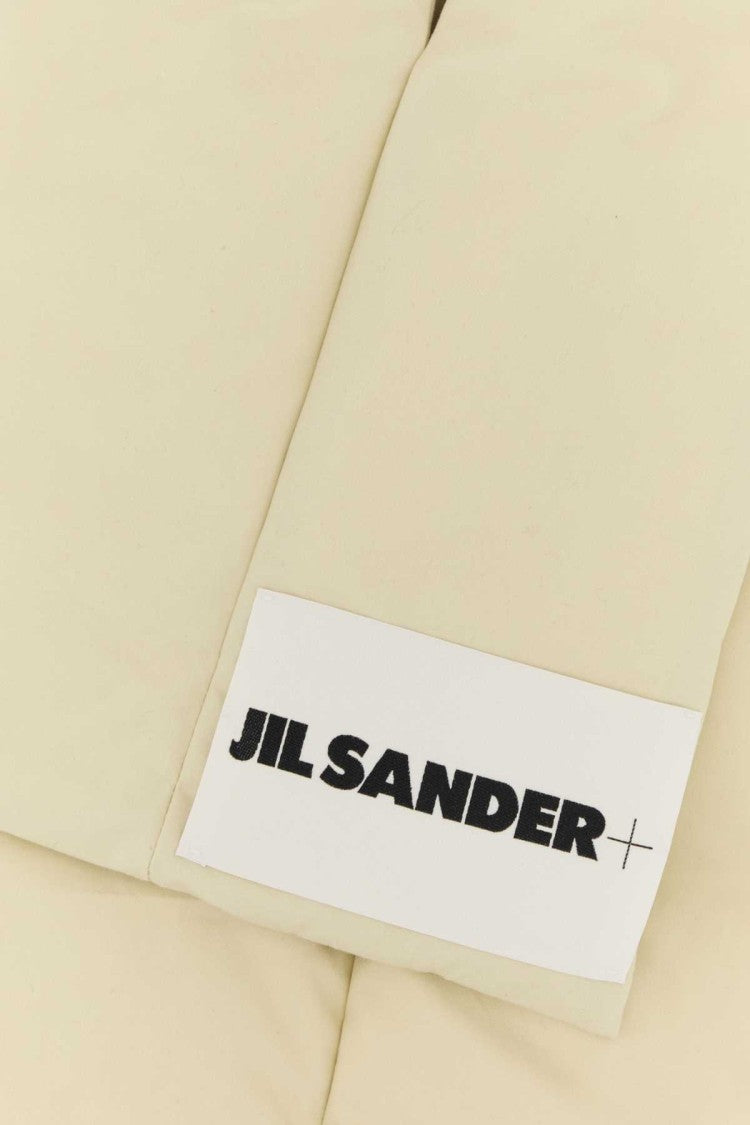 Jil Sander Minimalist Cream Cotton Scarf With Quilted Texture
