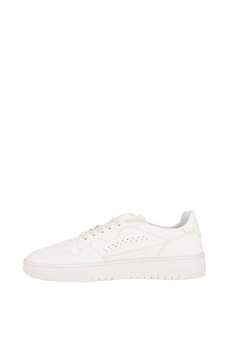 Eleventy White Super Soft Deerskin Leather Sneakers