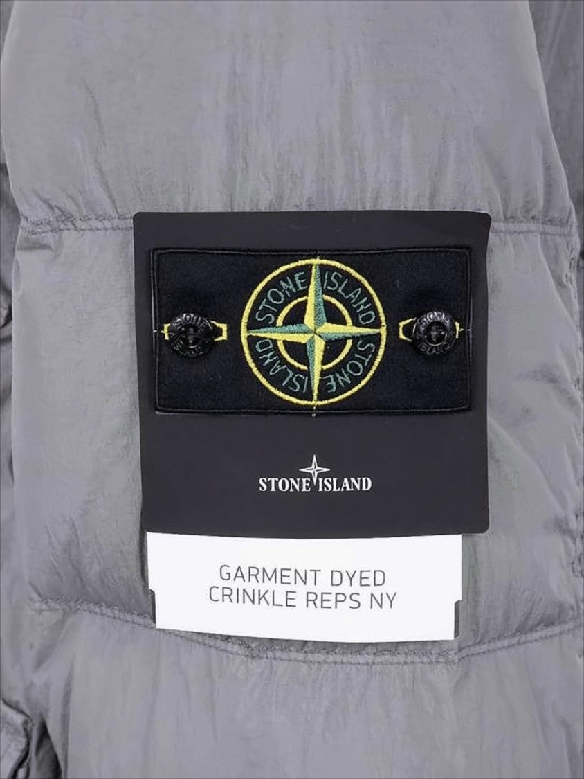 Stone Island Quilted Padded Jacket With Hood And Flap Pockets