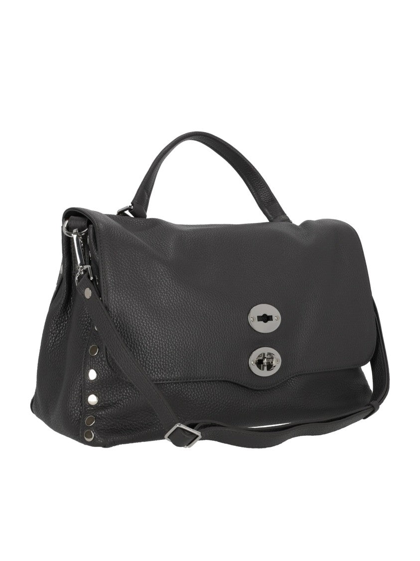 Zanellato Srl Grey Vulcano Daily Pebbled Leather Shoulder Bag