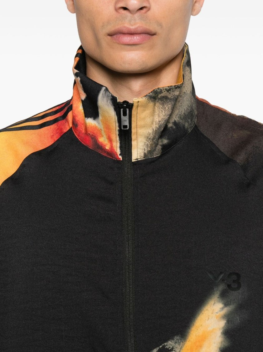 Y-3 Abstract Pattern Sweatshirt With Zip Fastening And Ribbed Edges