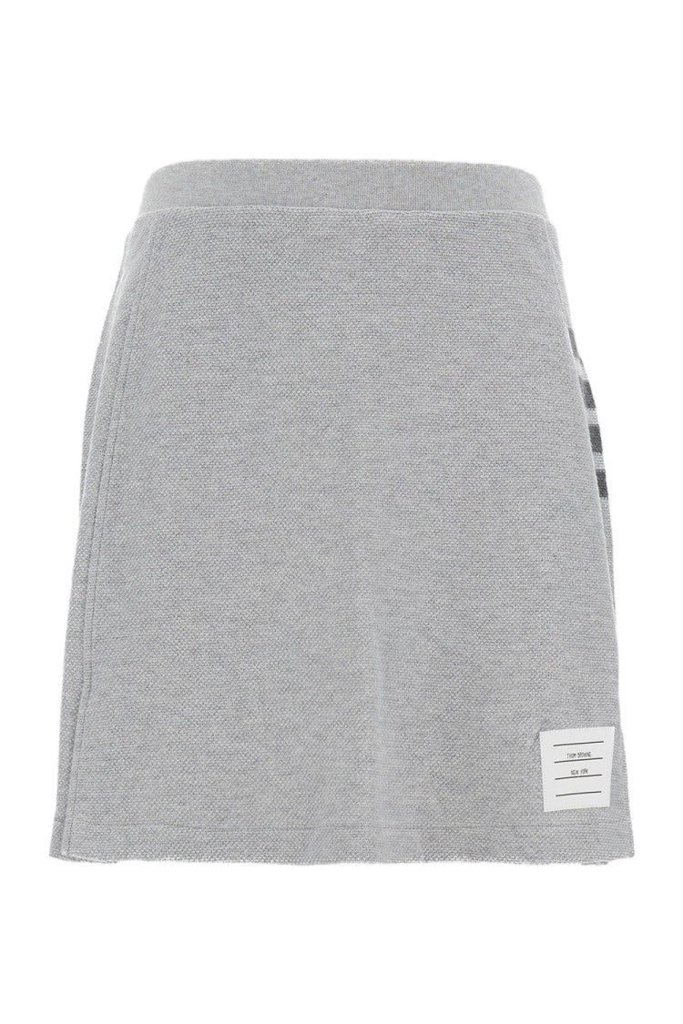 Thom Browne Pleated Milano Stitch Skirt With Signature Grosgrain Tab