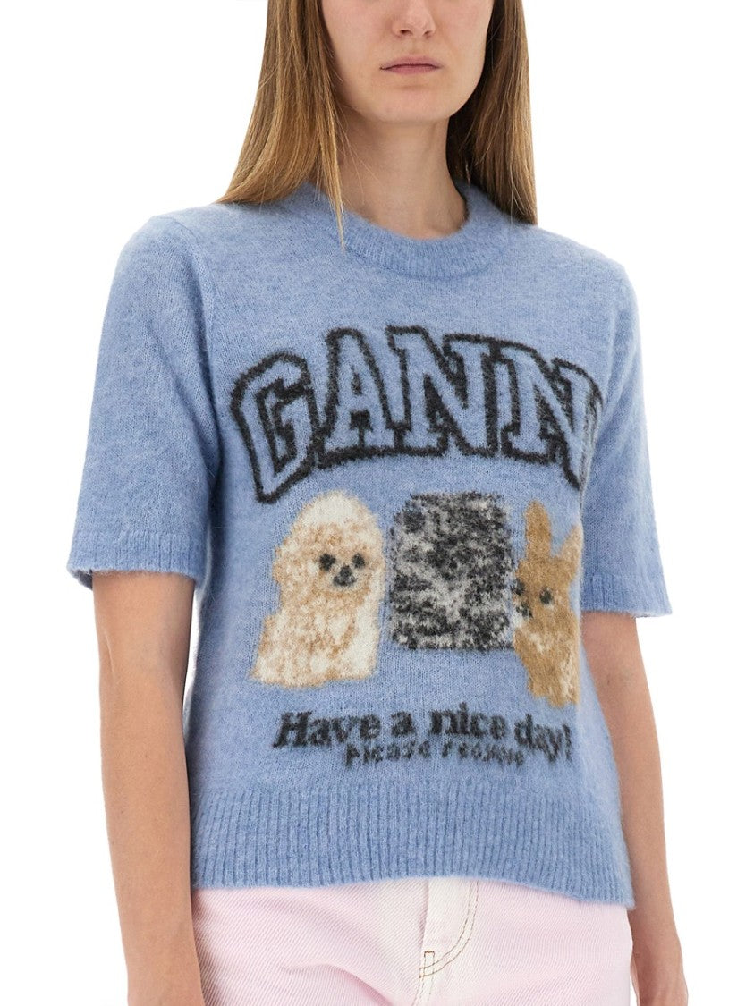 Ganni "Puppies" Knitted T-Shirt