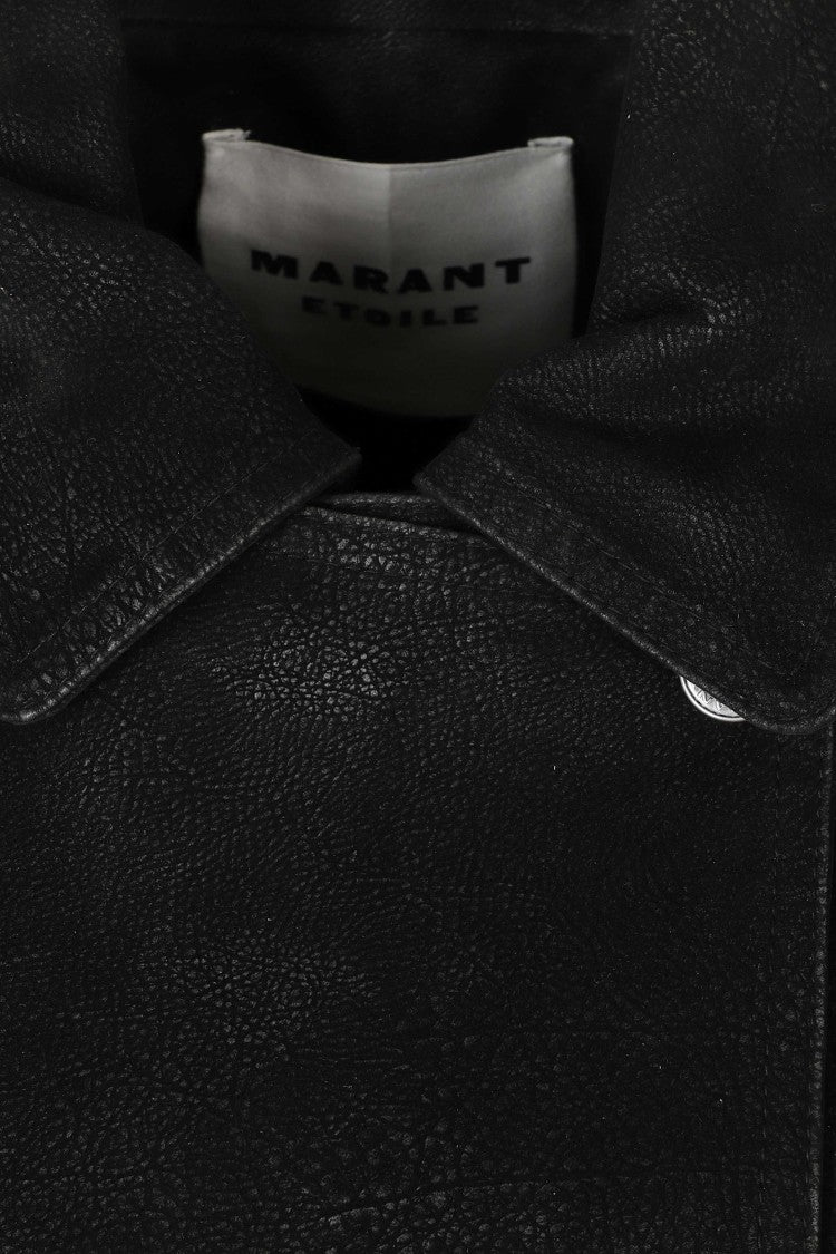 Isabel Marant Étoile Black Distressed Faux Suede Biker Jacket
