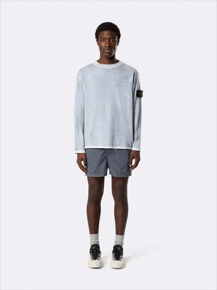 Stone Island Muted Grey Crinkled Texture Shorts