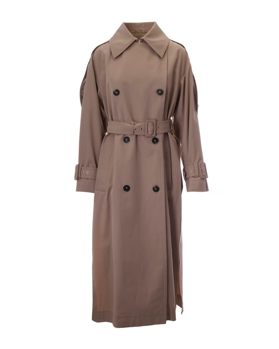 Sportmax Beige Water-Repellent Twill Trench Coat