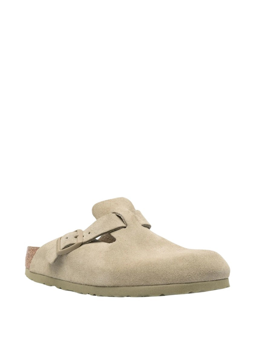 Birkenstock Boston Bs Faded Khaki Suede Flats