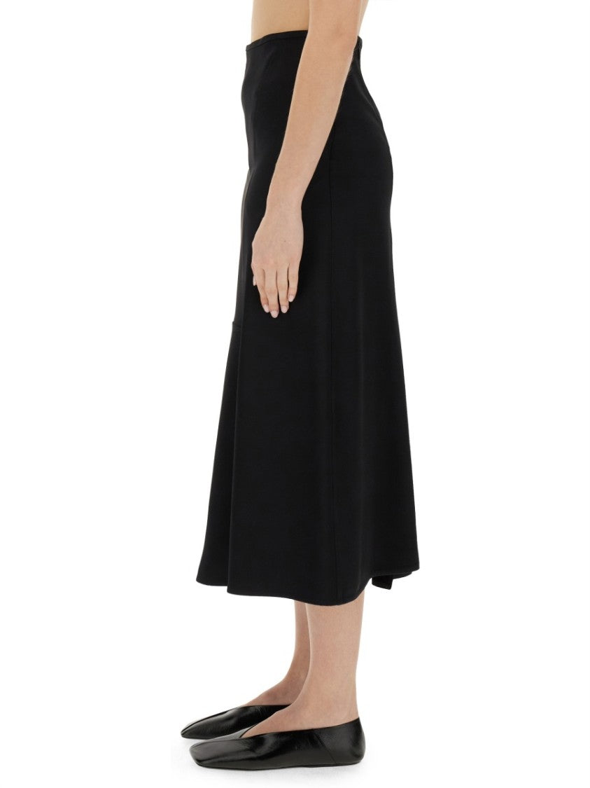 Jil Sander Flared Black Midi Skirt