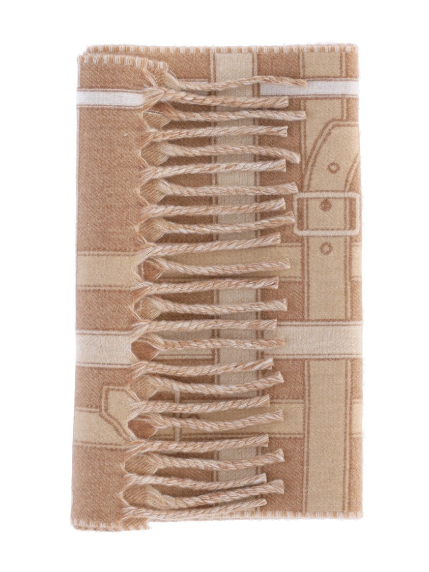 Burberry “Check” Scarf With Fringe Detail – Beige